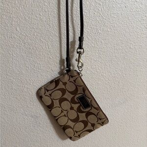 Coach Brown and Tan Wristlet